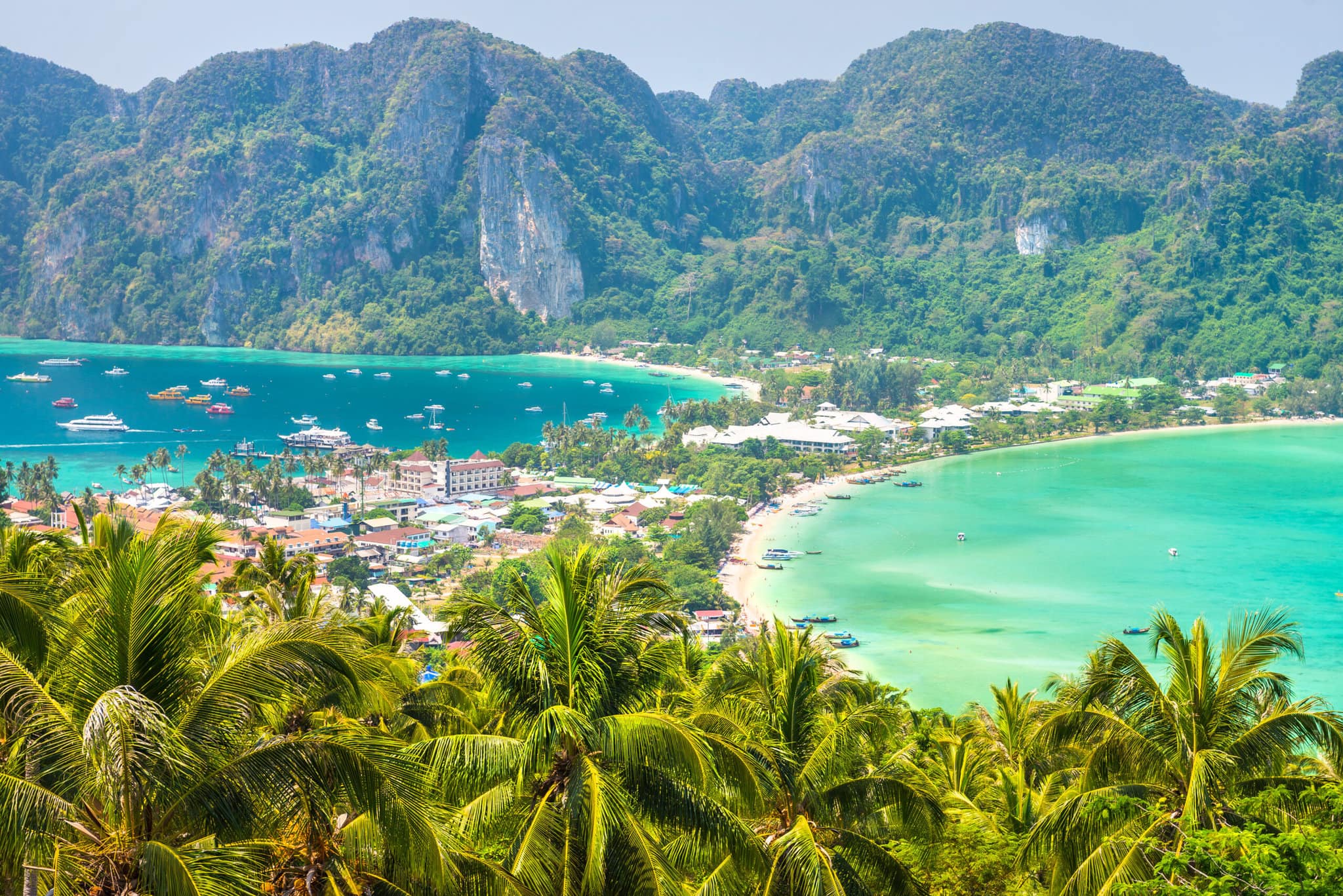 View from the highest viewpoint of Koh Phi-Phi Don island, Thailand