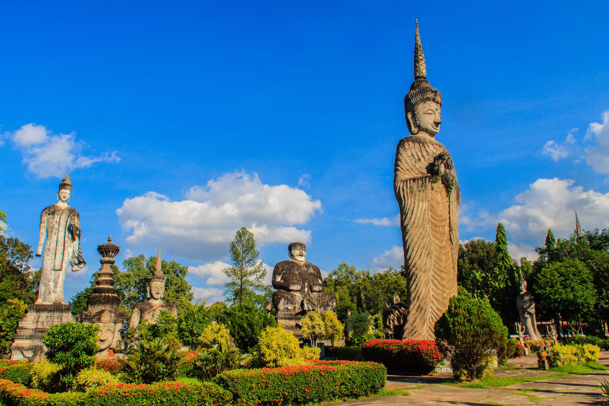 Sala Keoku, the park of giant fantastic concrete sculptures inspired by Buddhism and Hinduism. It is located in Nong Khai, Thailand