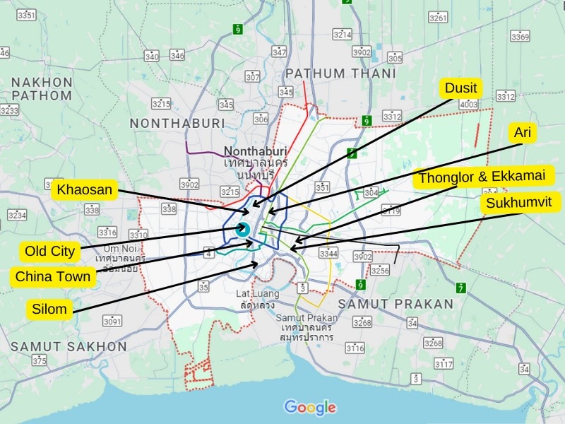bangkok main areas map english