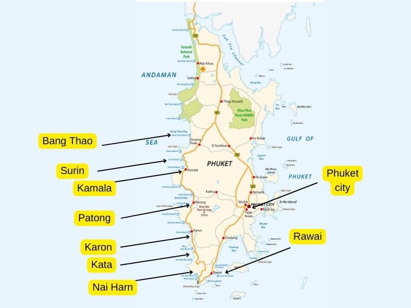 phuket main areas map english