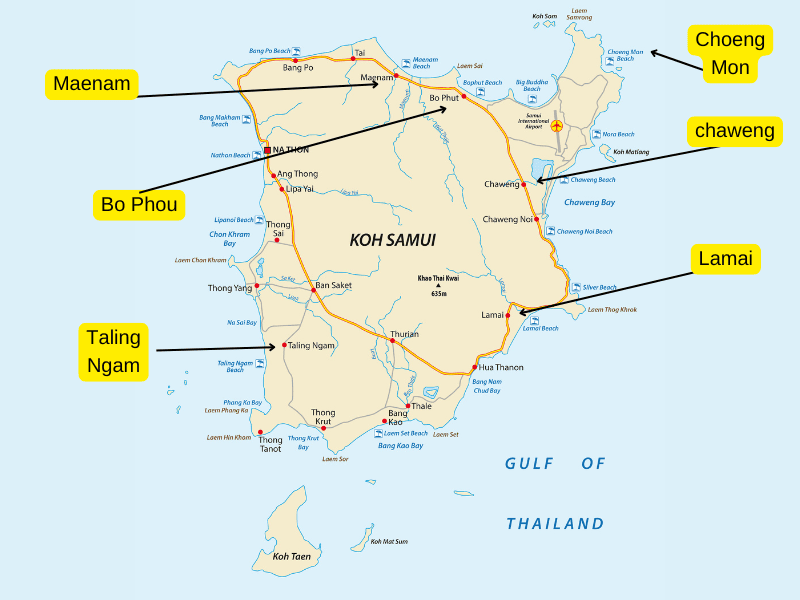 koh samui main areas map