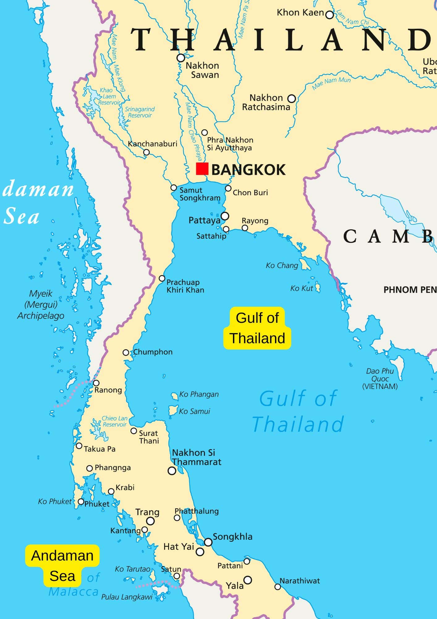 main islands of thailands